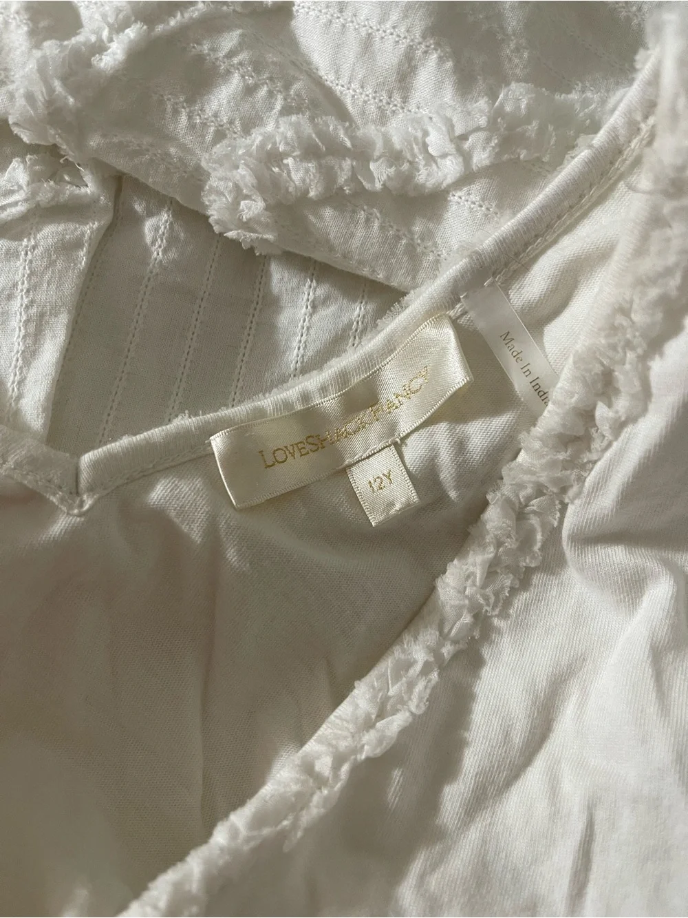 LoveShackFancy White Ruffled V-Neck Dress